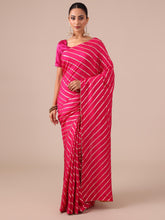 Red Dola Silk Saree with Leheriya Print - House of Surya